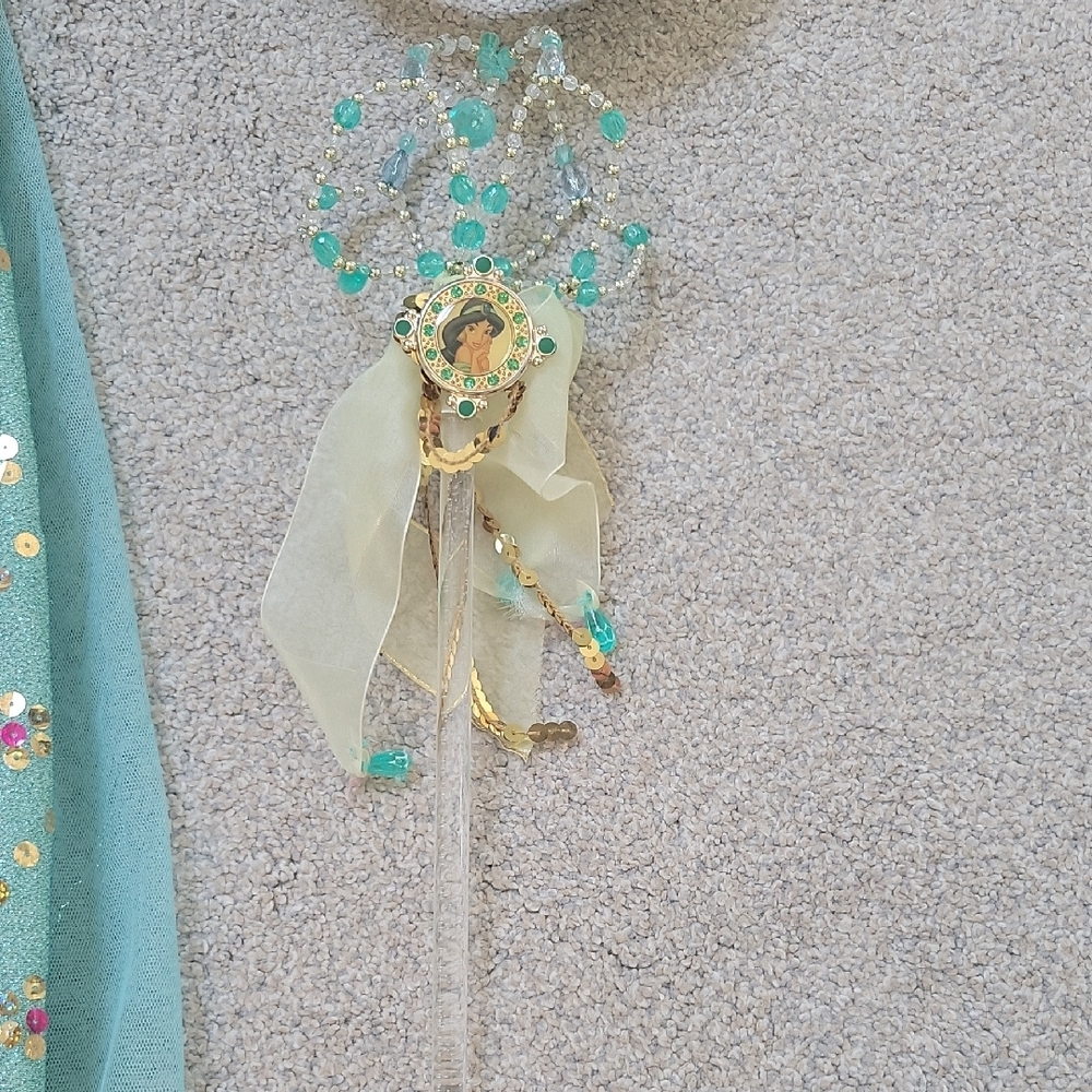 Sparkling Teal and Gold Costume Pants with Headband - Picture 7 of 9